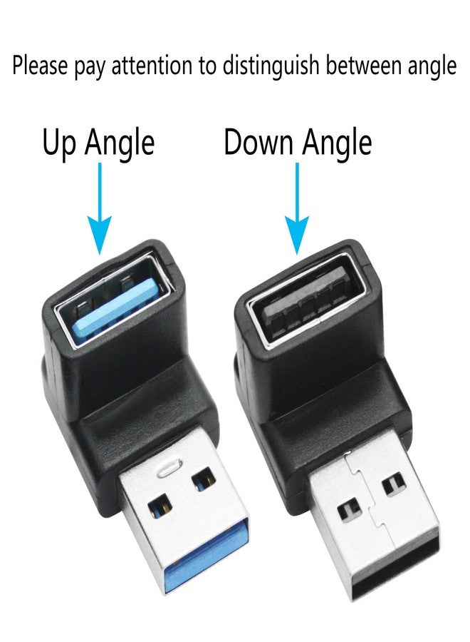 Maixbomr 2Pcs Right Angle USB 3.2 Male to Female Adapter 10Gbps, 90 Degree USB Type A 3.1 Data Transfer Extender Connector Support 3A Fast Charging, for Computer, Laptop, Mouse, Keyboard etc - (Up Angle) - Image 2