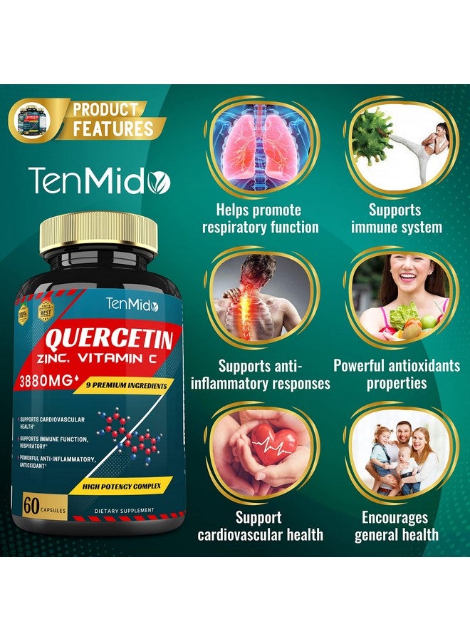 Tenmido Quercetin Extract Capsules 3880Mg With Vit C Elderberry Bromelain Ginger Echinacea Pepper 60 Capsules 2 Months Supply - Image 4