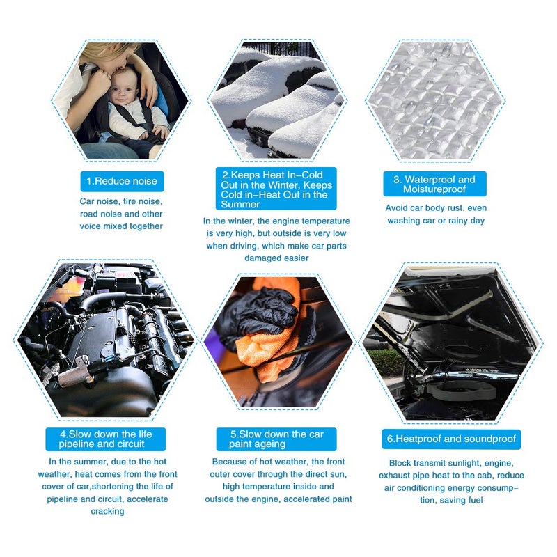 uxcell 236mil 10.76sqft Car Engine Floor Cargo Area Sound Deadener Mat Aluminum Heat Insulation Dampening Mat 40"x40" - Image 4