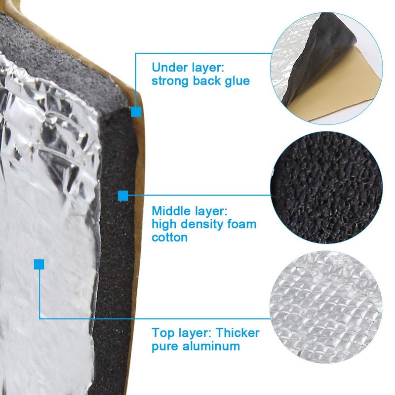 uxcell 236mil 10.76sqft Car Engine Floor Cargo Area Sound Deadener Mat Aluminum Heat Insulation Dampening Mat 40"x40" - Image 3