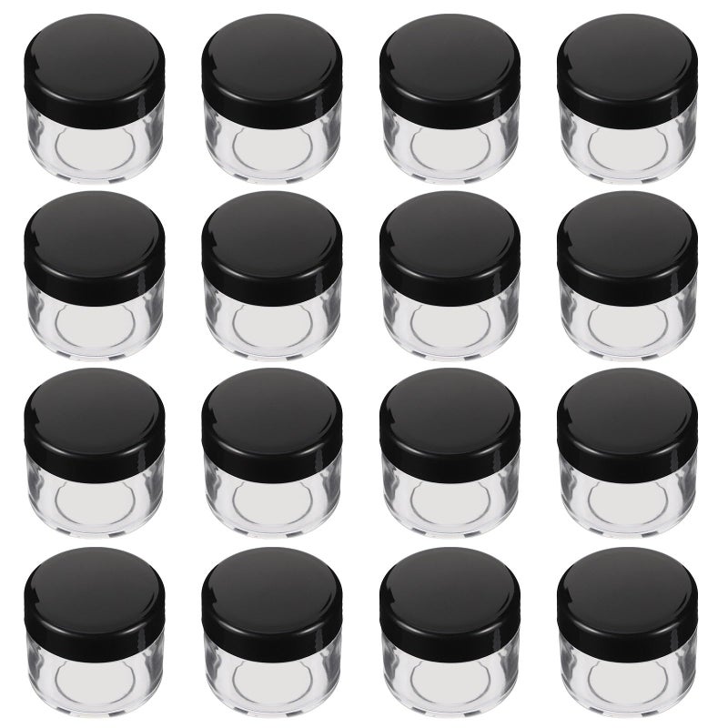 Black Refillable Plastic Cream Jars 20g with Lids Travel Sample Containers 20 Pack - Image 2