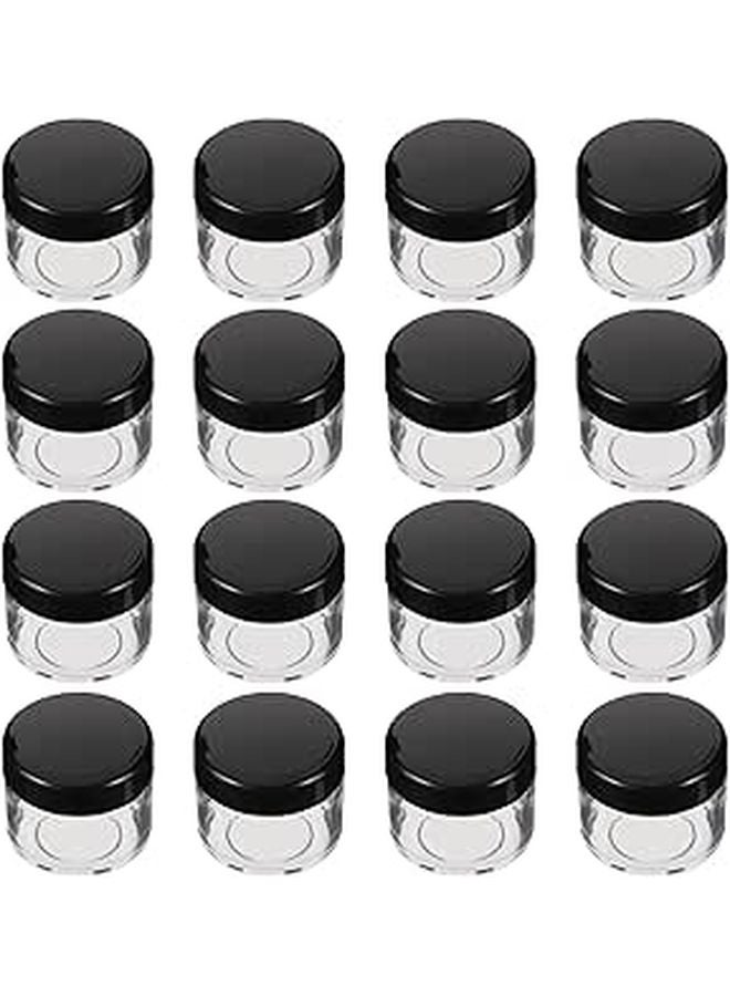 Black Refillable Plastic Cream Jars 20g with Lids Travel Sample Containers 20 Pack - Image 1