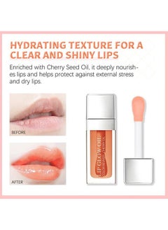Charm Kiss Fashion Moisturizing Plumping Lip Oil，Transparent Tinted Toot Lip Oil，Big Brush Head Primer Lip Tint Transparent Non-sticky Lip Gloss Lip Care-Locks In Moisture To Prevent Chapped Lips - 004# 