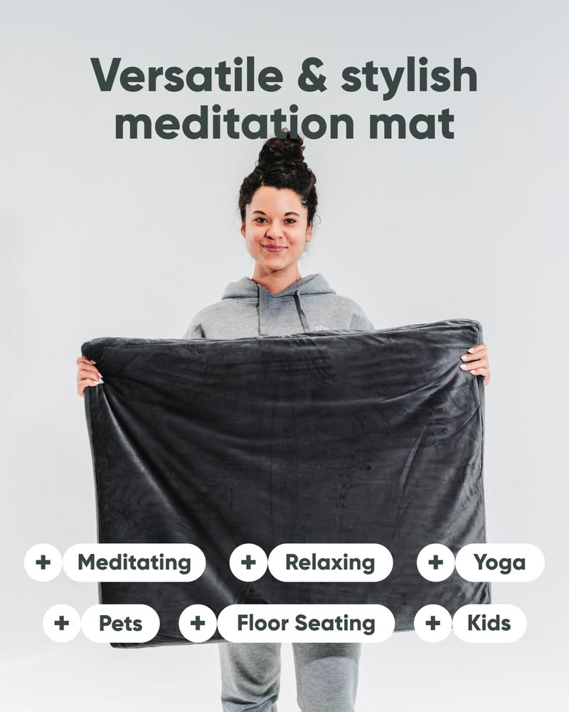 Mindful Modern Velvet Zabuton Meditation Mat | Large Rectangular Yoga Floor Cushion Pillow for Kneeling or Sitting Support | Removable Washable Cover | Perfect Zafu or Bench Complement | Color Grey - Image 5