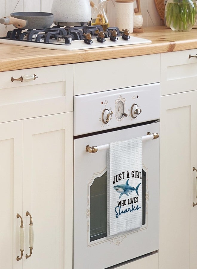 Tzhim Shark Gifts Kitchen Towels, Shark Gifts for Shark Lovers Hand Towels, Shark Gifts for Women Girls Dish Towels Tea Towels for Kitchen, Shark Kitchen Bathroom Decor, 16x24inch - Image 2