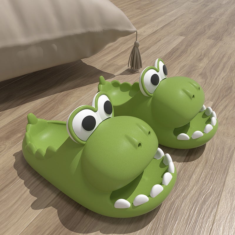 Cute Dinosaur Summer Slippers for Women Green 