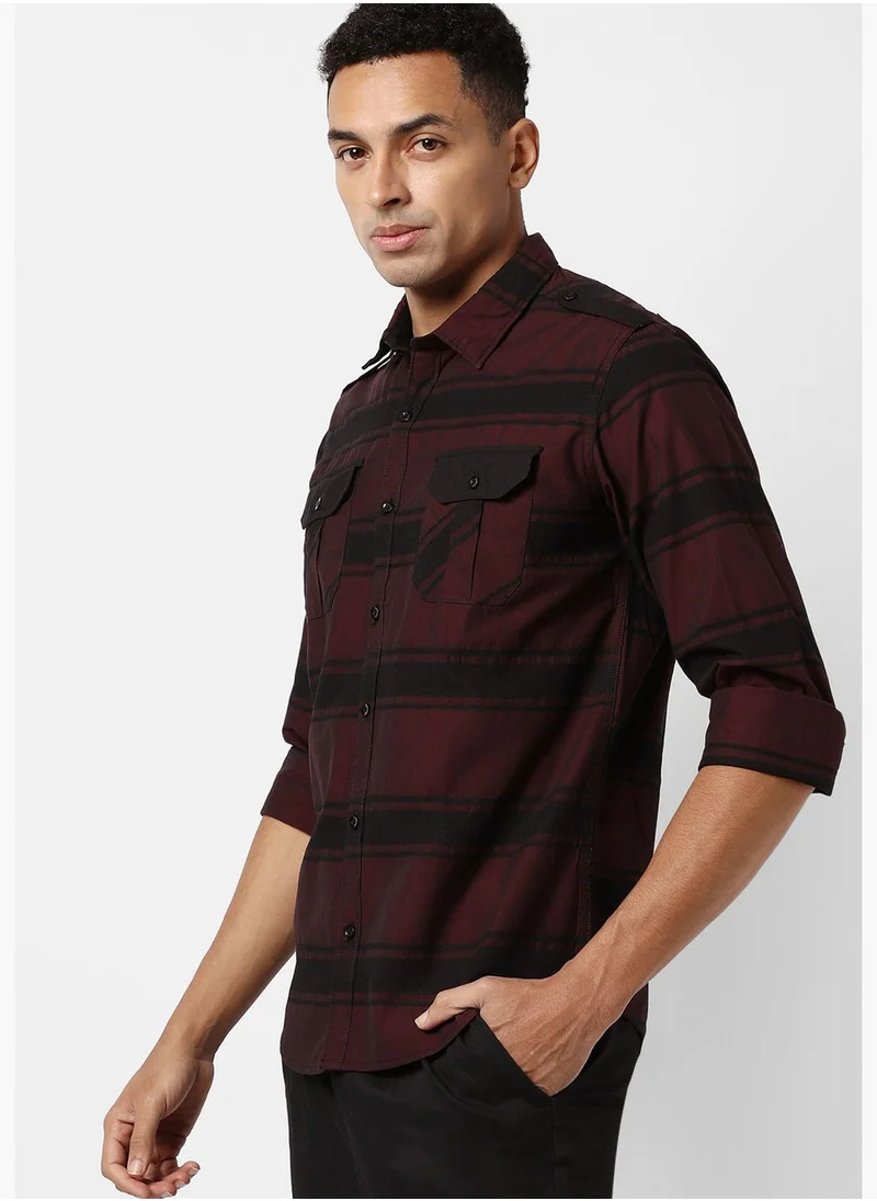 Campus Sutra Men's Striped Casual Shirt