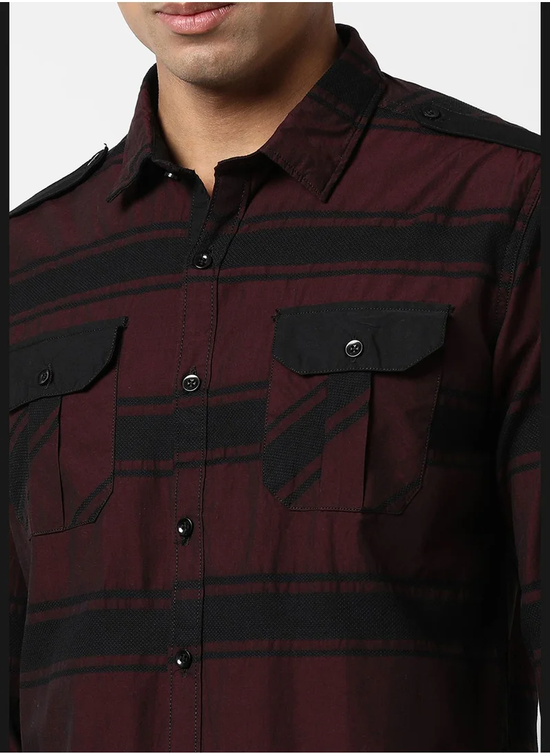 Campus Sutra Men's Striped Casual Shirt