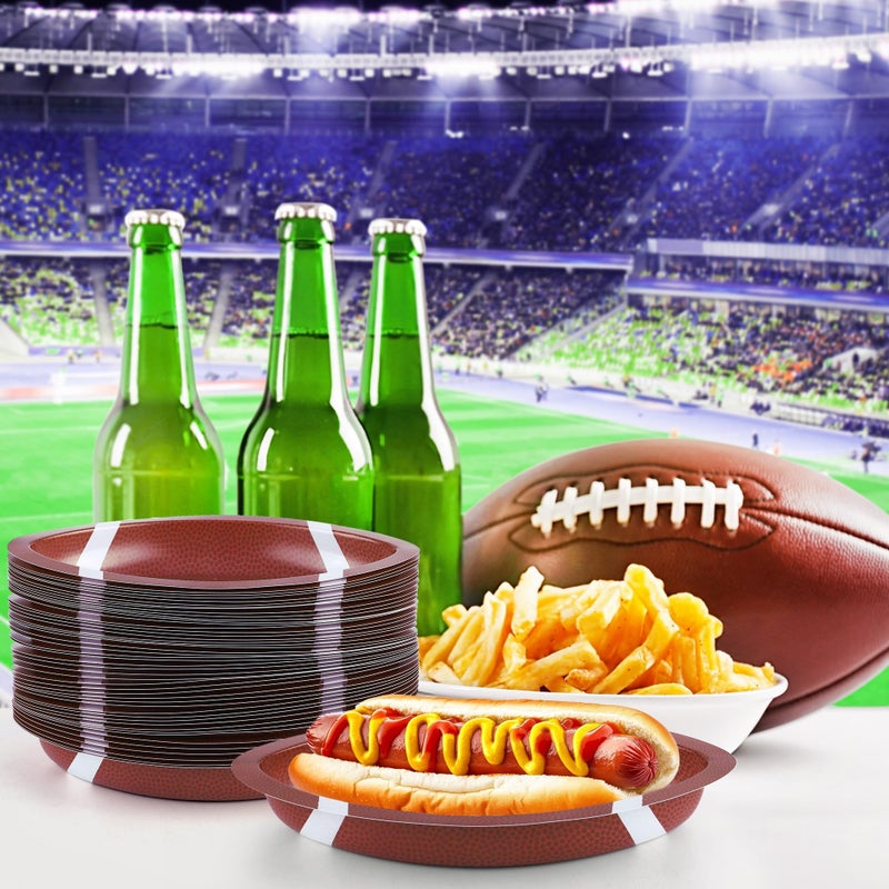 Kochorie 25 Pieces Football Plates 11.5 x 7.5 Inch Football Party Decorations Plastic Serving Trays Snack Serveware for Sports Game Day Birthday Supplies - Image 4