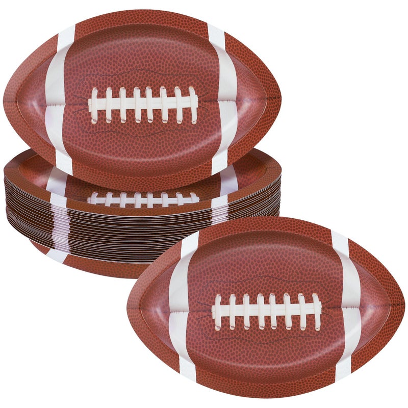 Kochorie 25 Pieces Football Plates 11.5 x 7.5 Inch Football Party Decorations Plastic Serving Trays Snack Serveware for Sports Game Day Birthday Supplies - Image 1