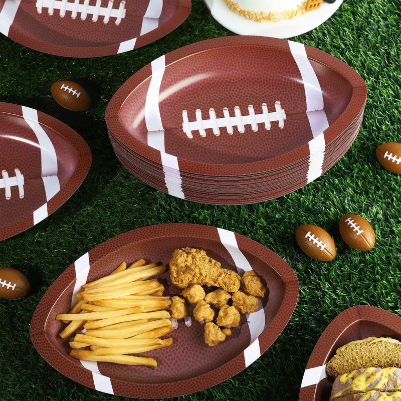 Kochorie 25 Pieces Football Plates 11.5 x 7.5 Inch Football Party Decorations Plastic Serving Trays Snack Serveware for Sports Game Day Birthday Supplies - Image 5