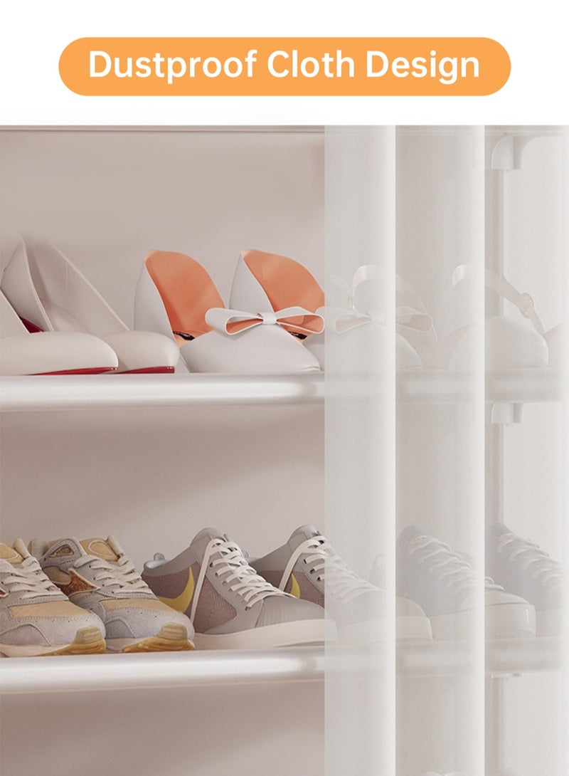 JANTENS 8-Tiers Shoe Rack with Dustproof Curtain,Shoe Storage Shelf Organizer for Entryway,26-32 Pairs Shoe  Storage Shelf, Stackable Large Shoe Stand - Image 5