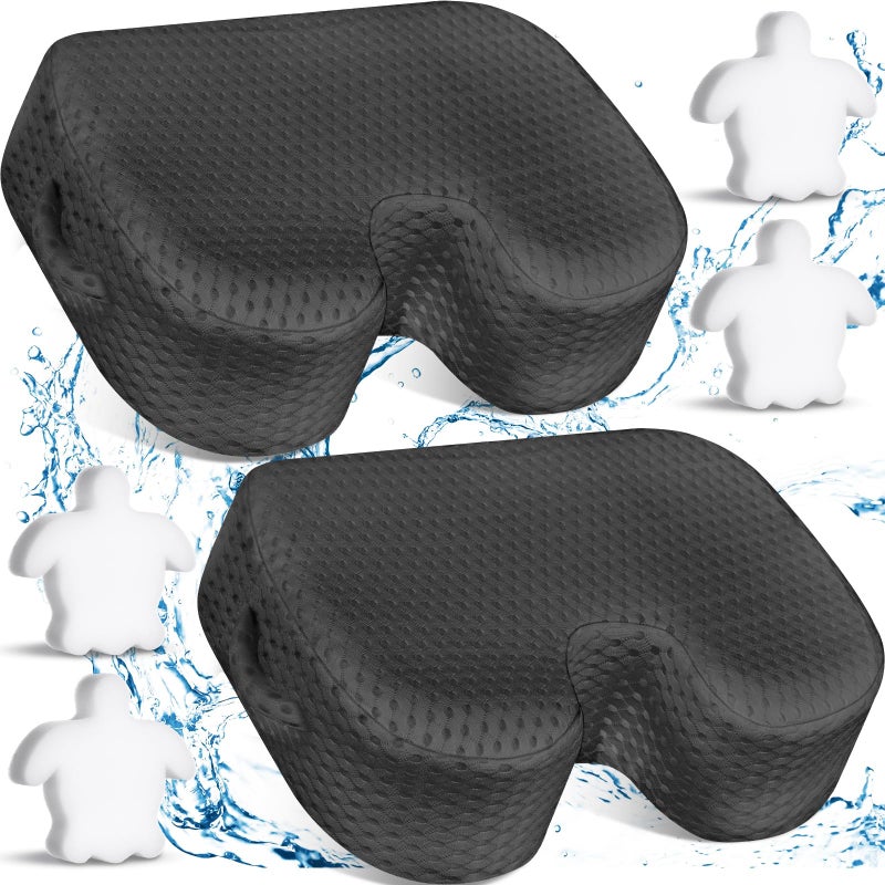 Tinideya 2 Pcs Hot Tub Booster Seat for Adults with Suction Cups and 4 Pcs Hot Tub Sponge Air Mesh Portable 15 x 12 x 5 Inch Seats Washable Inflatable Accessories for Spa CushionGrey - Image 2
