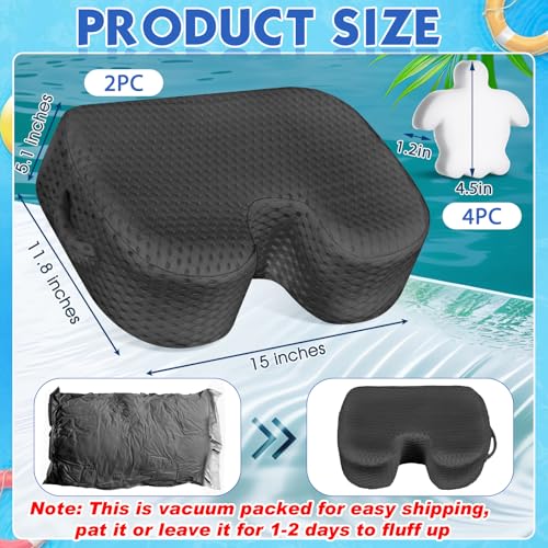 Tinideya 2 Pcs Hot Tub Booster Seat for Adults with Suction Cups and 4 Pcs Hot Tub Sponge Air Mesh Portable 15 x 12 x 5 Inch Seats Washable Inflatable Accessories for Spa CushionGrey - Image 3