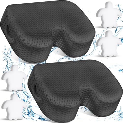Tinideya 2 Pcs Hot Tub Booster Seat for Adults with Suction Cups and 4 Pcs Hot Tub Sponge Air Mesh Portable 15 x 12 x 5 Inch Seats Washable Inflatable Accessories for Spa CushionGrey - Image 1