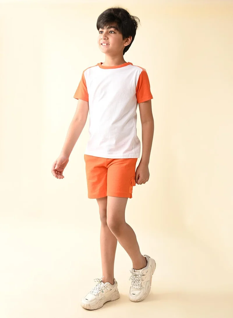 ليل بيكس Colorblock Solid T-shirt with Shorts Set