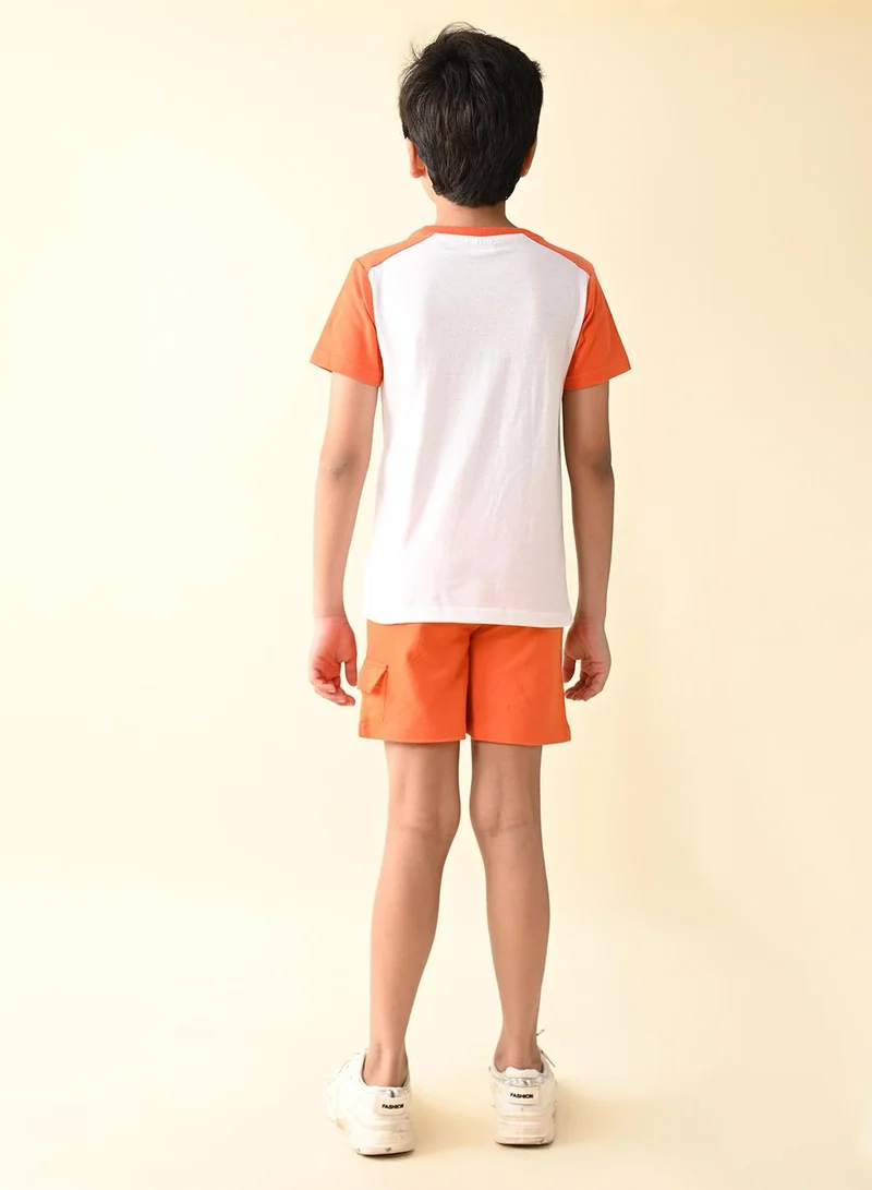 ليل بيكس Colorblock Solid T-shirt with Shorts Set