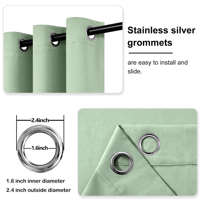 DWCN Light Green Blackout Curtains for Windows 42x72 inches Long  2 Light Green Curtain Panels for Living Room Bedroom Dining Room  Kitchen - Image 4