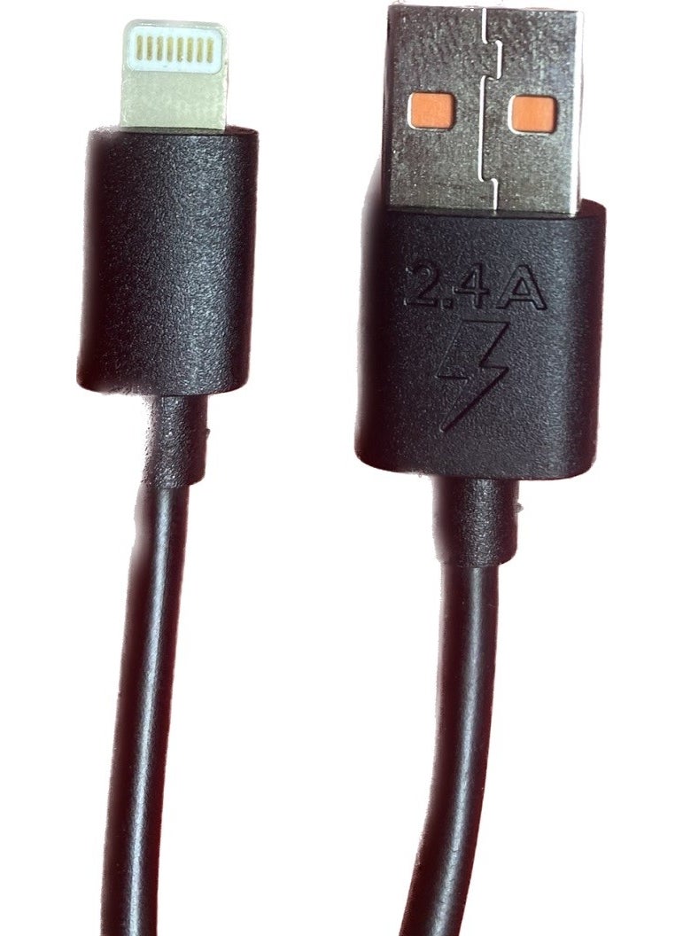 Phoneaks - Apple iPhone USB To Lightning 2.4A 1 Meter Charging and Data Cable Black - Image 1