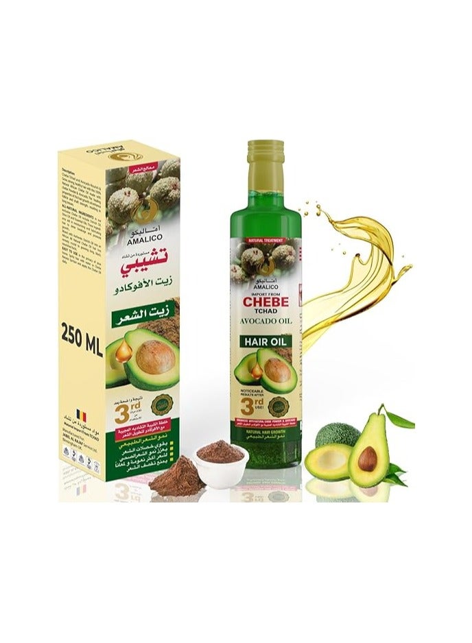AMALICO Avocado Oil for Hair Growth and Scalp Treatment - 250 ML - with Chebe Powder for hair Growth for Damaged Dry Hair - Image 1