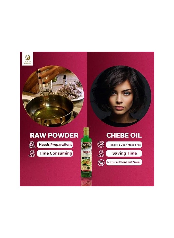 AMALICO Avocado Oil for Hair Growth and Scalp Treatment - 250 ML - with Chebe Powder for hair Growth for Damaged Dry Hair - Image 4