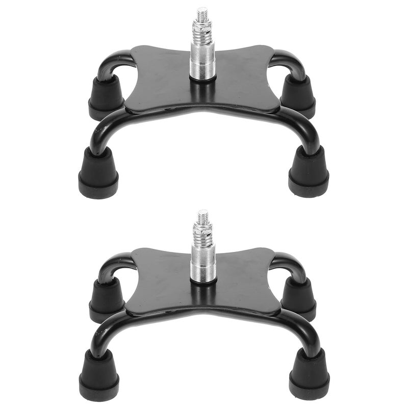 2Pcs Heavy Duty Anti Slip Quad Cane Tips Replacement For Walking Sticks Black - Image 2