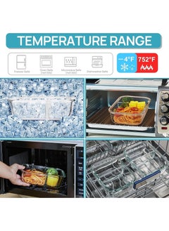 HOPHOP 5-Pack 36oz Glass Food Storage Containers with 2 Compartments and Lids  - Image 4