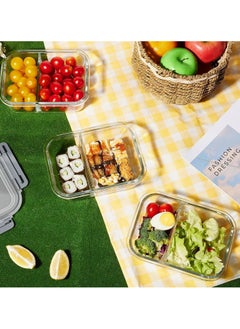 HOPHOP 5-Pack 36oz Glass Food Storage Containers with 2 Compartments and Lids  - Image 5