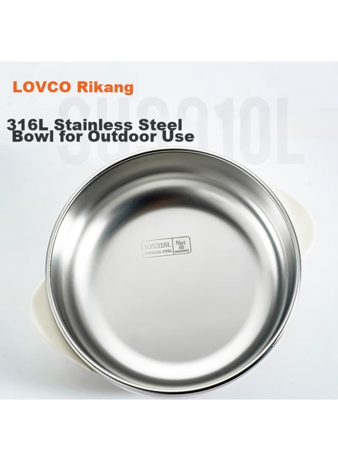 Rikang Children's Tableware, Outdoor Feeding Bowl, Baby Bowl With Suction Cup, 316 Stainless Steel Tableware Set, C1017, White - Image 4