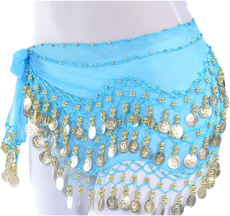 Lauthen.S 128 Coins Belly Dance Hip Scarf Tribal Belt Halloween Genie Costume Accessory - Image 4
