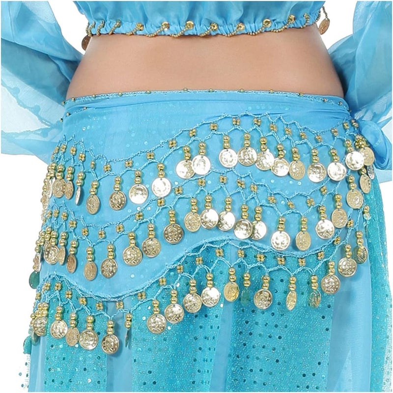 Lauthen.S 128 Coins Belly Dance Hip Scarf Tribal Belt Halloween Genie Costume Accessory - Image 3