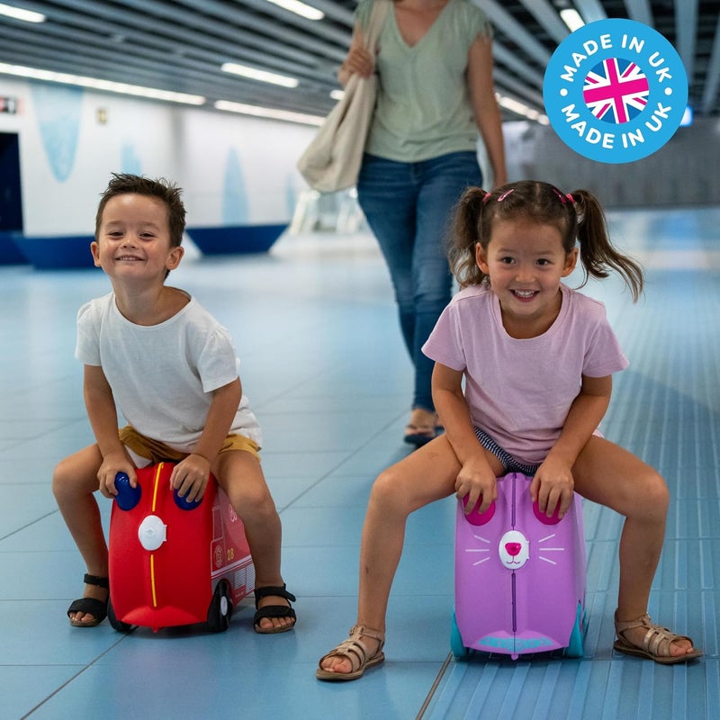 Trunki Ride-On Kids Suitcase | Tow-Along Toddler Luggage | Carry-on Approved |  18L Travel Bag | Kids Luggage and Airplane Travel Essentials: Frank the Fire Truck Red - Image 2