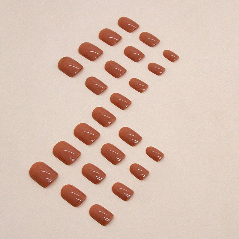 طقم أظافر صناعية قابلة لإعادة الاستخدام بتصميم حليبي برتقالي مربع - موديل CF031 - Image 4