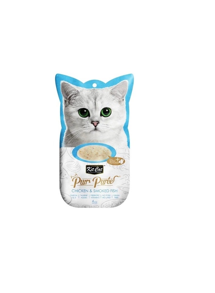 Kit Cat Purr Puree Chicken & Smoked Fish Cat Treats - Image 2
