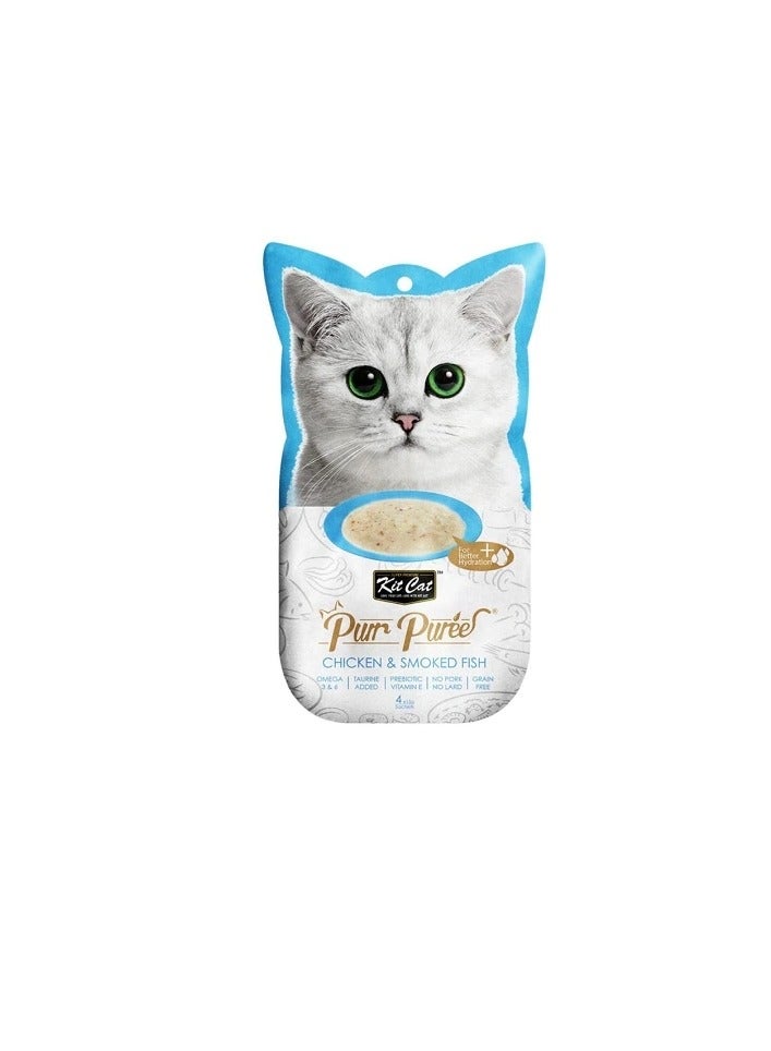 Kit Cat Purr Puree Chicken & Smoked Fish Cat Treats - Image 1