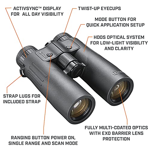 Bushnell مناظير بوشنل فيوجن X 10x42mm مع جهاز قياس المسافة، مناظير صيد مع جهاز قياس المسافة المدمج، أوضاع تعويض زاوية المسافة وسقوط الرصاصة - Image 3