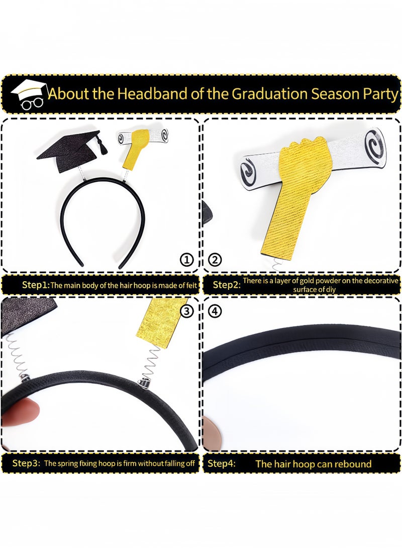 Peachjoy 4 Pack Graduation Headband Cap and Hair Accessories - Suitable for Party Dress Up Costume Decorations - Image 2