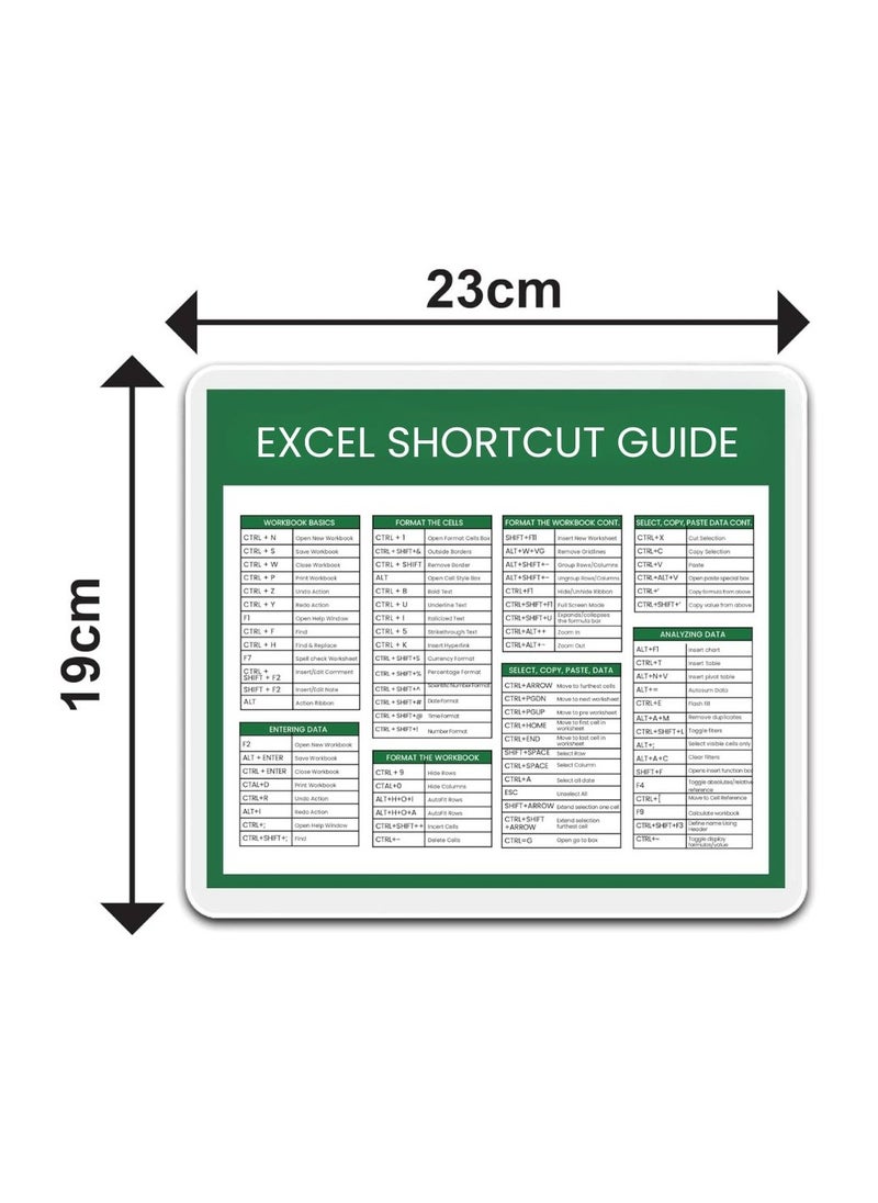 PRINTSHOP4ME - Excel Shortcut Printed Mousepad - Gift for Accountant - Employees - Dad - Coworkers - Colleagues - Friends and Family - Mousepad for Printed Excel Cheat Sheet - Image 1