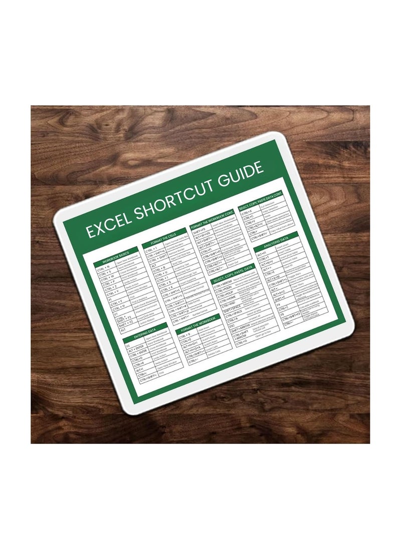 PRINTSHOP4ME - Excel Shortcut Printed Mousepad - Gift for Accountant - Employees - Dad - Coworkers - Colleagues - Friends and Family - Mousepad for Printed Excel Cheat Sheet - Image 1