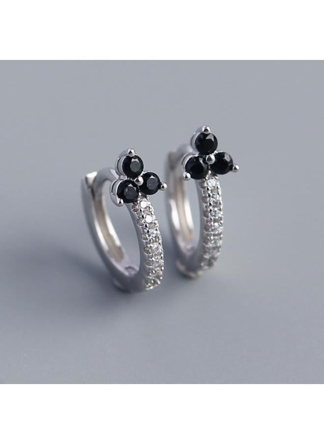 نيبمينينت Yhe0 83 European And American Light Luxury S925 Sterling Silver Flower Diamond Earrings All-match Ear Buckle Stud 