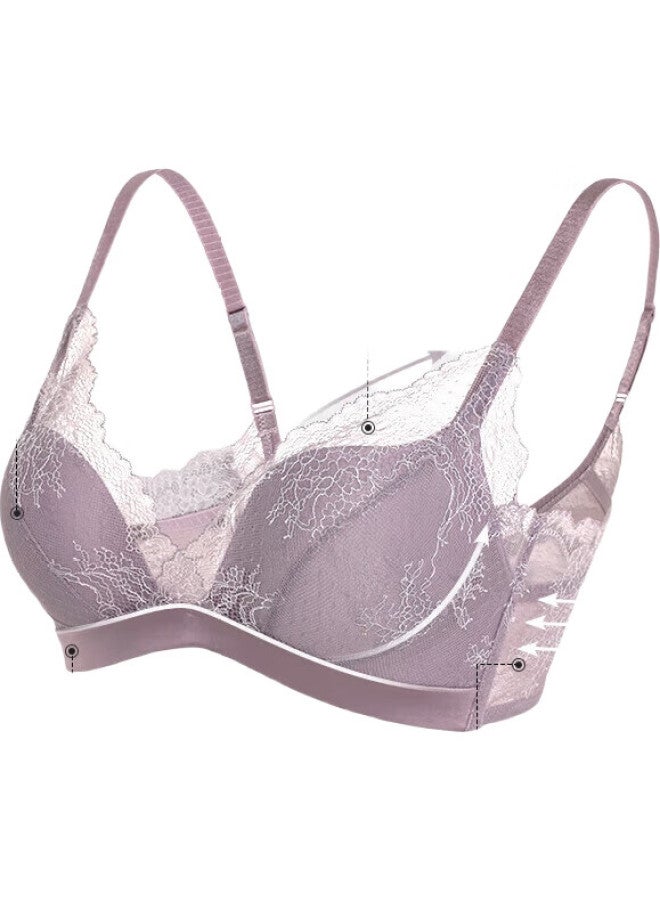 AIMER Wireless Push-Up Bra With Side Support, Lightweight, Comfortable, Delicate Lace Brassiere Am171791, Gray Purple, A80 - Image 1