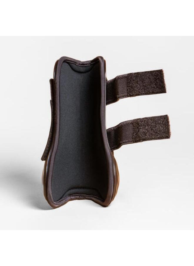 FOUGANZA Horse Riding Open Tendon Boots for Horse & Pony 500 Jump - Brown Twin-Pack  - Image 4