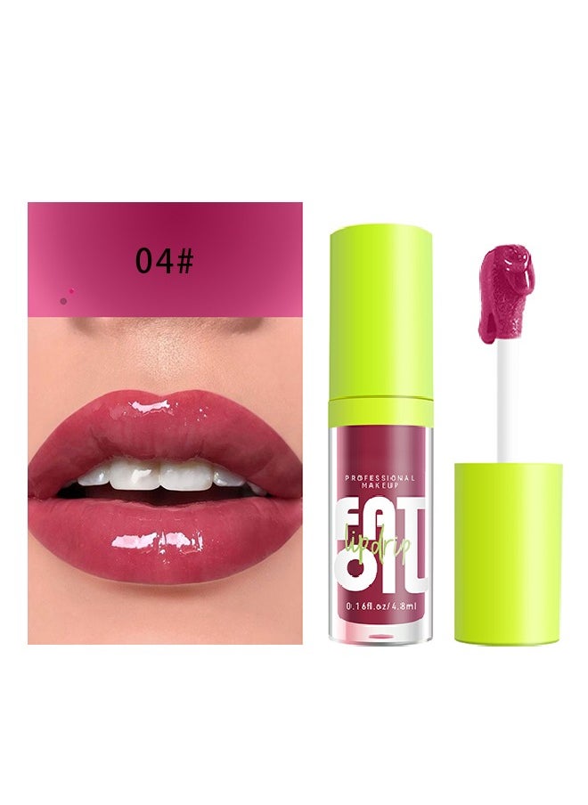 Julystar - Plump Lips Fat Perks, Lip Glow Oil Deep Nourishing Moisturizing Glossy Long Lasting Lightweight Non Sticky Portable Lip Oil Lip Care to Fade Lines and Exfoliate Dead Skin for Women 4.8 ml (#04) - Image 1