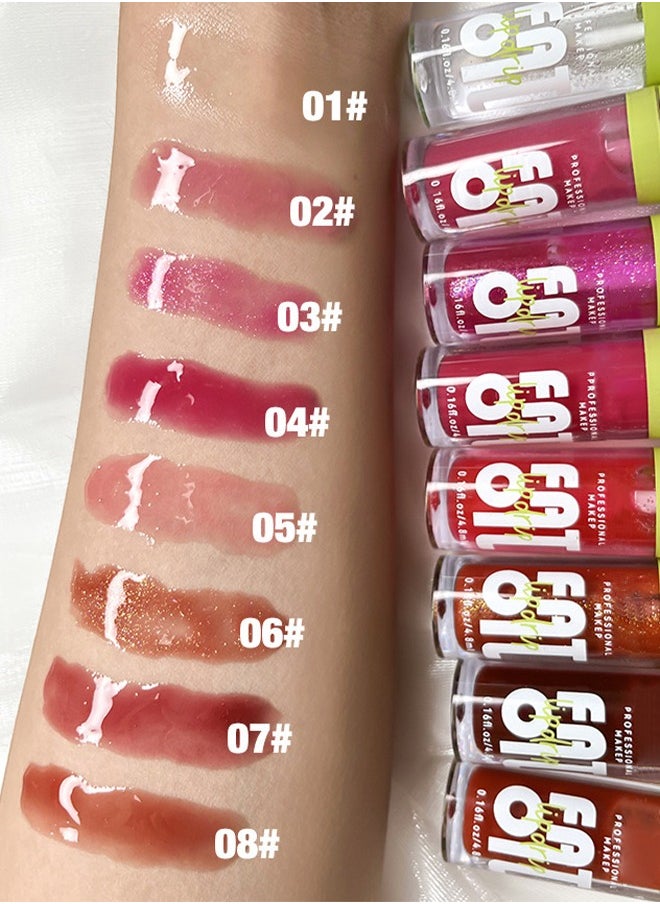 Julystar - Plump Lips Fat Perks, Lip Glow Oil Deep Nourishing Moisturizing Glossy Long Lasting Lightweight Non Sticky Portable Lip Oil Lip Care to Fade Lines and Exfoliate Dead Skin for Women 4.8 ml (#04) - Image 1