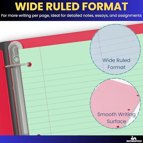 1InTheOffice Colored Notebook Paper, 8.5x11 Wide Ruled Lined Loose Leaf Paper, Pastel Colored, 100 Sheets - Image 3