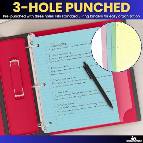 1InTheOffice Colored Notebook Paper, 8.5x11 Wide Ruled Lined Loose Leaf Paper, Pastel Colored, 100 Sheets - Image 4