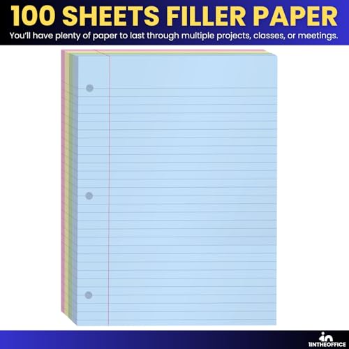 1InTheOffice Colored Notebook Paper, 8.5x11 Wide Ruled Lined Loose Leaf Paper, Pastel Colored, 100 Sheets - Image 5