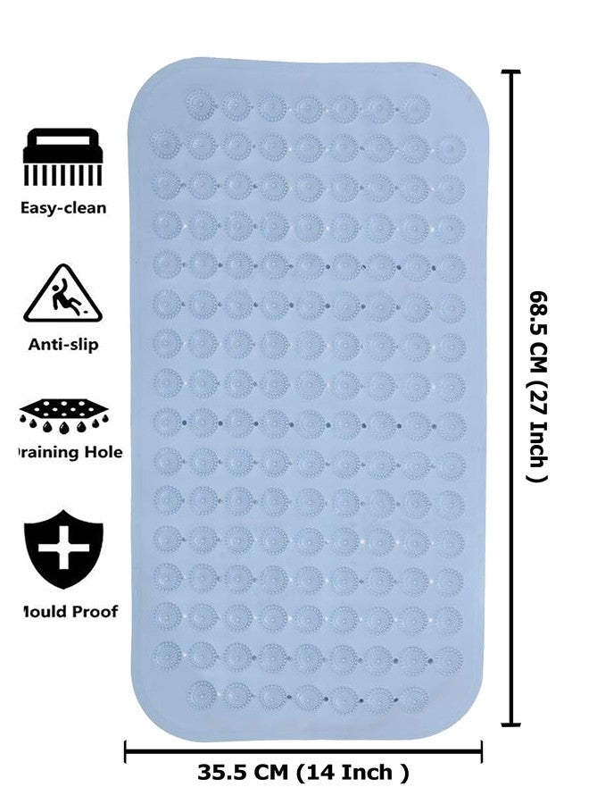 RECTITUDE Bath Mat with Anti Slip Suction Cup for Bathtub and Shower Bathroom Non-Slippery PVC Rubber (Midium-68.5X35.5 CM), Blue - Image 2