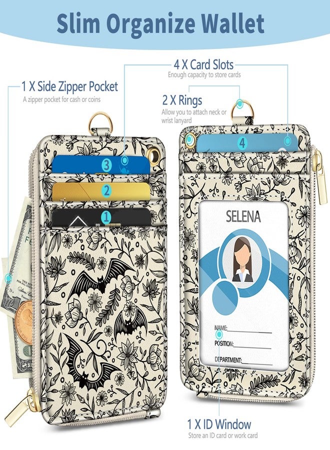 Mavellin Lanyard Wallet with Id Badge Holder, Gothic Bat RFID Small Keychain Wallet Women Wristlet, Cute Zipper Credit Card Holder Phone Wrist Neck Strap for Key Name Tag, Teacher Student Office Gifts - Image 4