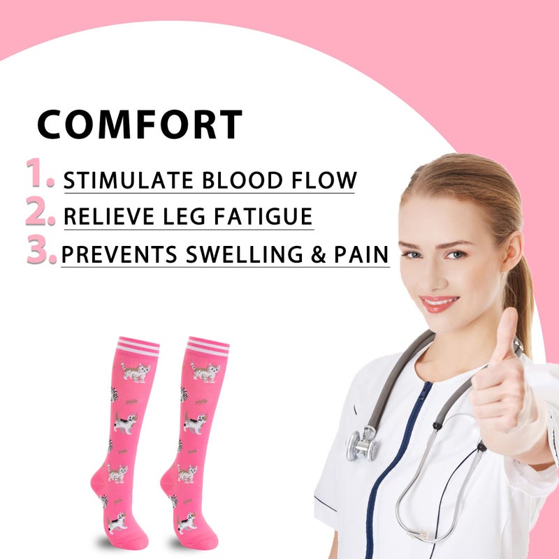 fenglaoda Compression Socks Women Men 6 Pairs, Knee High Best Support Circulation Socks for Running, Travel, Flight, Nurse - Image 3